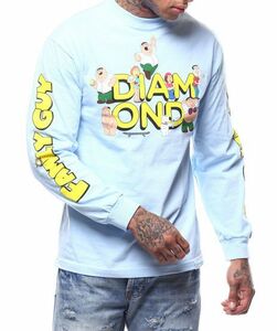 限定 【XL】 ダイヤモンドサプライ Diamond Supply ファミリーガイ FamilyGuy 長袖 Ｔシャツ ロンＴ 水色 USA正規品 カートゥーン アメコミ