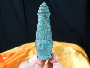 A　青銅舎利容器 古代中国　遺跡発掘品　副葬品　仏教　仏塔　仏舎利　卒塔婆　ストゥーパ　舎利塔心礎　釈迦　埋蔵文化財　緑青　博物館級