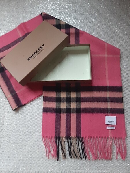 BURBERRY バーバリー マフラー ストール スカーフ ショール カシミヤ100% 現行タグ ベビーピンク 送料無料! 美品!!