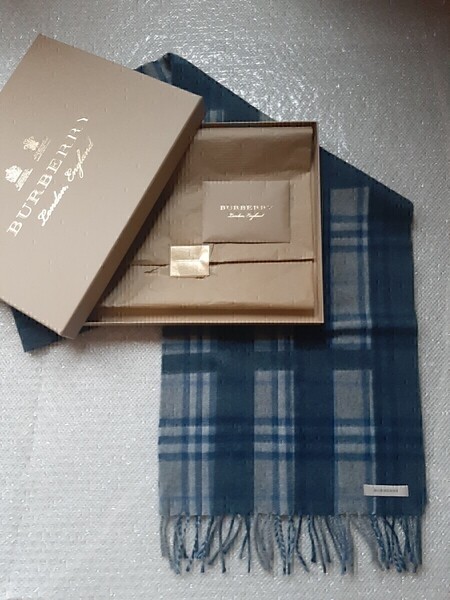 BURBERRY バーバリー マフラー ストール スカーフ ショール カシミヤ100% 未使用に近い ライトグレー 送料無料!!