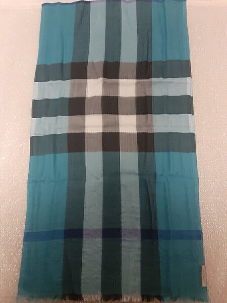 BURBERRY バーバリー マフラー ストール スカーフ ショール 未使用に近い ターコイズ 送料無料!