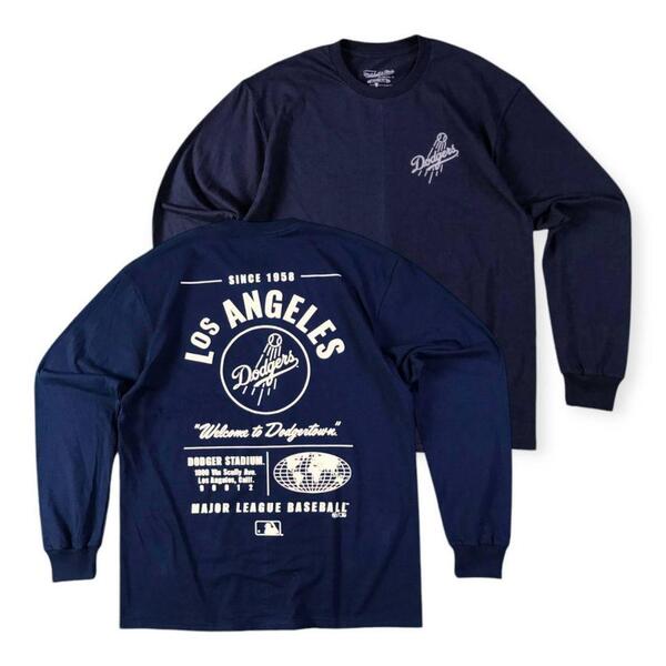 Mサイズ LA ロサンゼルス ドジャース 長袖Tシャツ ロンT ネイビー 大谷翔平 応援 MLB 野球 メジャー 大リーグ スタジアム