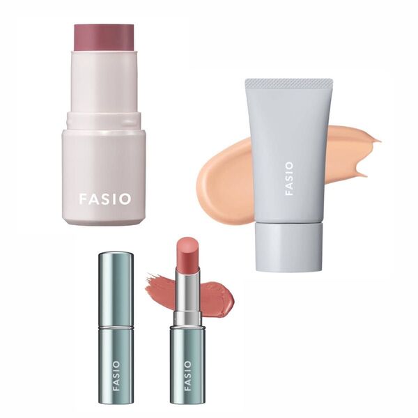 ファシオ fasio 3点セット 新品未使用 口紅 チーク BBクリーム 下地 ファンデーション