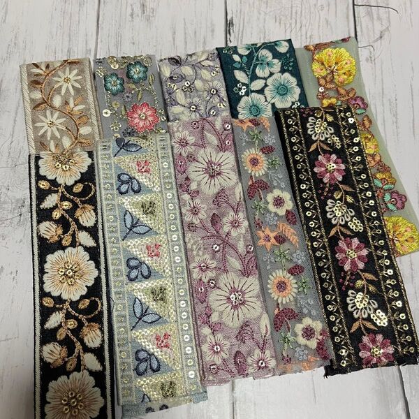 インド刺繍リボン 30cm10本アソート(10)