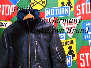 ★カッコイイ黒ボディー★Made in Germany製ドイツ製 ビンテージジャーマンフライトジャケットスタイルレザージャケット80s90sOPTIジップ