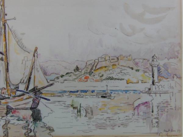 Paul Signac, ANTIBES, Overseas edition, extremely rare, raisonné, New frame included, Ara, Painting, Oil painting, Nature, Landscape painting