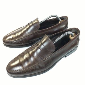 【トッズ】本物 TOD'S 靴 24cm 茶 コインローファー スリッポン ビジネスシューズ 本革 レザー 男性用 メンズ イタリア製 6