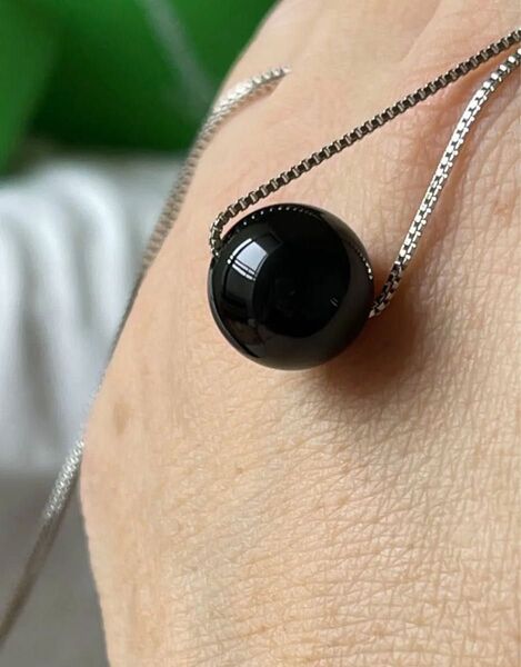 天然瑪瑙12mm ネックレス 約45cm(長さ調整可能)チェーン シルバー アクセサリー パワーストーン