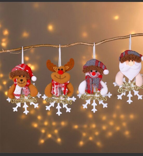 クリスマス オーナメント 4種 文字入り サンタ トナカイ くま ゆきだるま バラ売り可