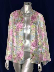  two point successful bid free shipping! I010 INTERMODE Inter mode silk 100% scarf lady's pink floral print flower stole use 2 times only silk 