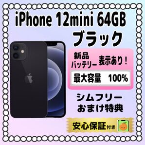 4186【電池新品 100%表示】iPhone 12 mini 64GB ブラック