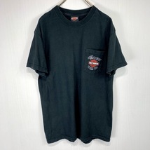 アメリカ製 Harley Davidson Tシャツ Mサイズ ハーレー ダビッドソン T SHIRT USA ポケット ロゴ ブラック 黒_画像1