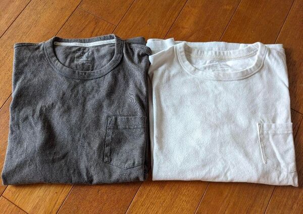 【まとめ売り】 無印良品 メンズ L Tシャツ 2枚 ダークグレー 白
