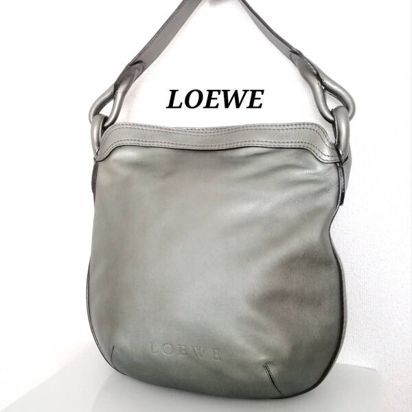 LOEWE ロエベ セミショルダーバッグ シルバーグリーン