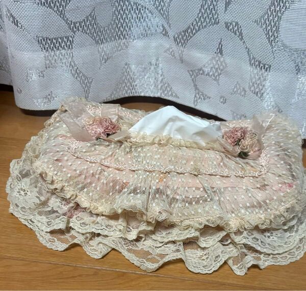 エトワール海渡 ボックスティシュカバー ティシュカバーケース エレガント レース 薔薇 りぼん