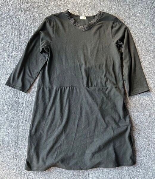 sa:u チュニック トップス ブラウス レース インナーポケット ゆったりVネックワンピース M オーガニックコットン100%