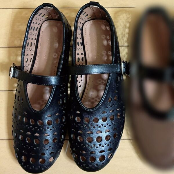 メッシュ調 パンプス 走れる ローファー 23.5