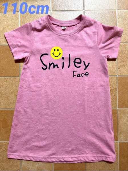 ピンク スマイリーフェイス Tシャツ 110cm