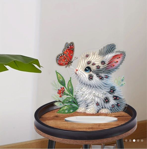 ちょーかわいいウサギの赤ちゃんのダイアモンドビーズアート(完成品)