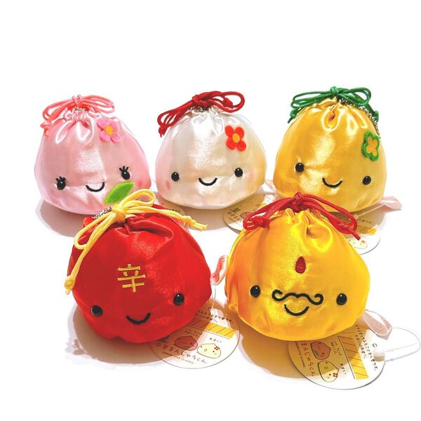 【希少】中華まんじゅうくん 巾着 マスコット キーチェーン 5種セット