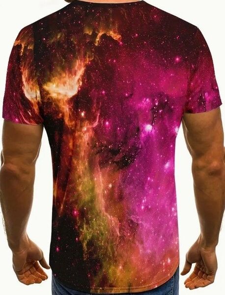 送料無料!Tシャツ【宇宙銀河星雲の赤ガス星】欧米L(日本LLサイズ相当)シャツメンズレディース・おしゃれ・おもしろ