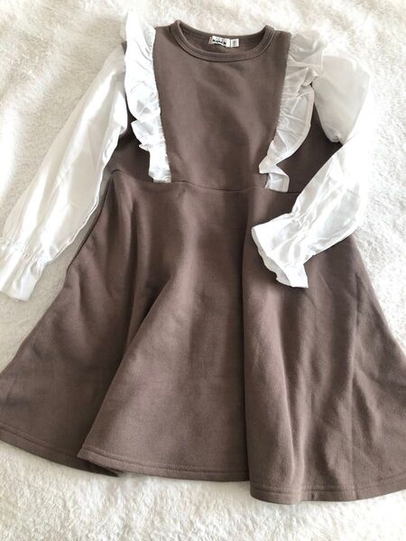 ペアマノン pair manon ドッキング ワンピース 秋冬 子ども服 ブラウス 未使用 裏起毛