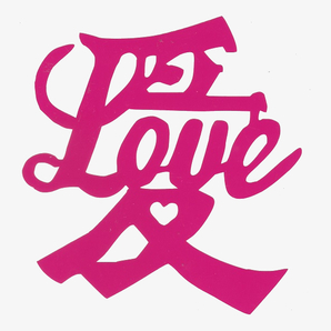 カッティングステッカー 《 デザイン文字 - 愛Love 》 マゼンタピンク色 光沢あり 入札制限なし パロディ ジョーク おもしろ