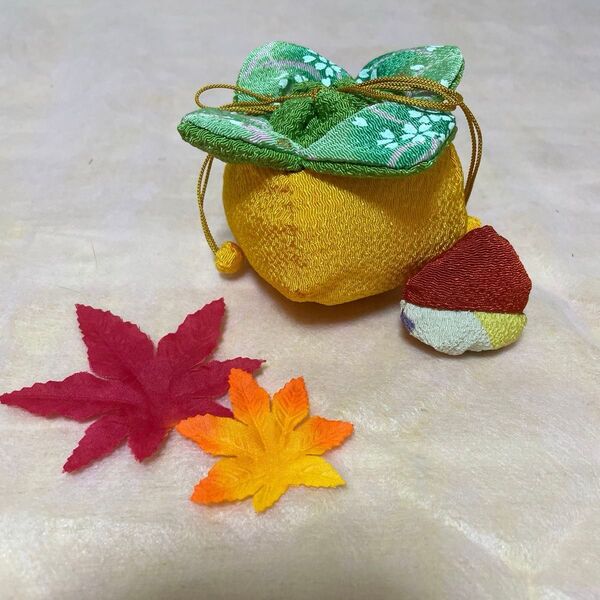 ちりめん細工 飾り 柿栗 ハンドメイド