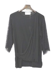 WJKW (ダブルジェーケーダブル) lace sleeve cut and sewn　BLACK レーススリーブカットソー