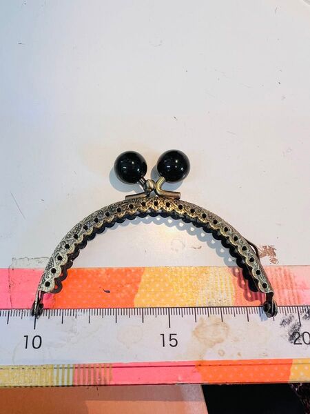 がま口 あめ玉 黒8.5㎝7cm玉1.5㎝ 3個