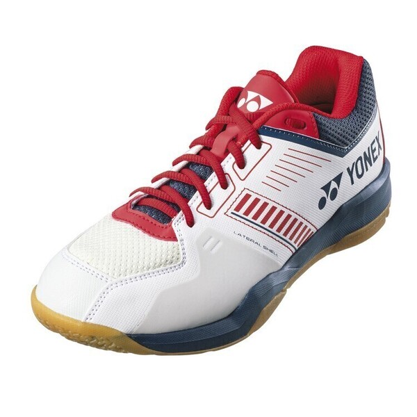 【SHBSF1(784) 23.0】YONEX(ヨネックス) バドミントンシューズ ストライダーフロー ホワイト/ネイビー/レッド 新品、未使用 2024モデル