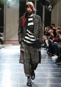 ヨウジヤマモトプールオム ニット セーター ボーダー モヘア ジップ パリコレクション YOHJI YAMAMOTO POUR HOMME ヨウジヤマモト ヨウジ