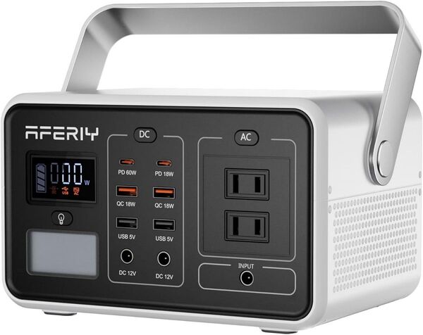 AFERIY ポータブル電源 小型 224Wh ポータブルバッテリー ソーラーパーネル充電 四つの充電方式可能 LEDライト付き