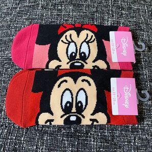 ディズニー ミッキー ミニーちゃん 靴下2足セット まとめ売り 新品未使用 23-25センチ