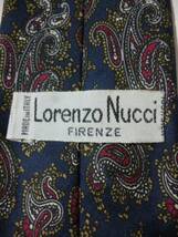 ネクタイ lorenzo nucci FIRENZE ネクタイ イタリア製 紺色×ペイズリー柄_画像2