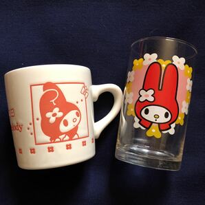 ＊レトロ＊激レア希少品 サンリオ1998年製 マイメロディ 陶器 マグカップ&タンブラー セット 当時物の画像1