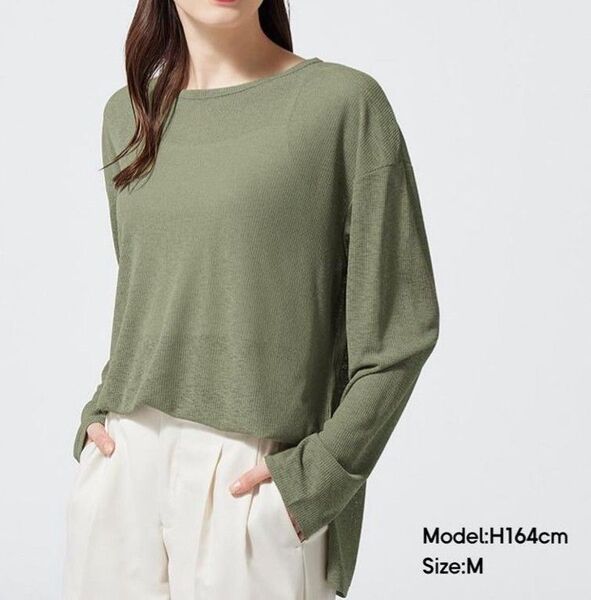 GU シアーオーバーサイズT (長袖) WOMEN メッシュt XL
