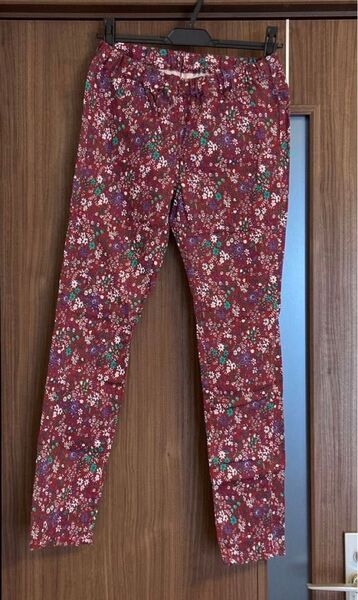 チチカカ 花柄パンツ スキニー ストレッチ Mサイズ 赤紫色総柄 スキニーパンツ パンツ