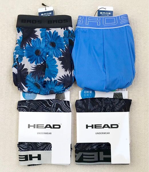 本日迄!BROS&HEAD ボクサーパンツ Lサイズ 花柄&シンプル(日本製)&デザイン 4枚セット