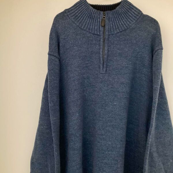 90s LL Bean エルエルビーン ハーフジップ コットンニット セーター