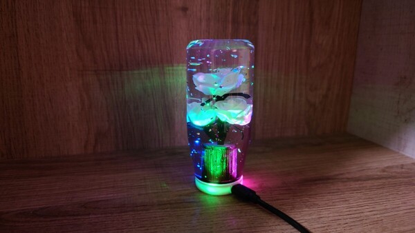 水中花シフトノブ薔薇銀箔LEDイルミネーション10cm 白 デコトラ 軽トラ 旧車 街道レーサー カスタムカー ドリフト シフトノブ延長
