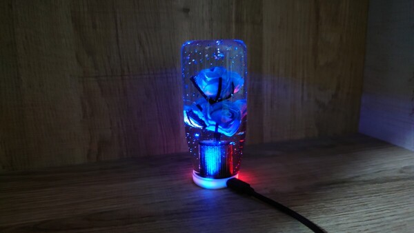 水中花シフトノブ薔薇銀箔LEDイルミネーション10cm 青 デコトラ 軽トラ 旧車 街道レーサー カスタムカー ドリフト シフトノブ延長