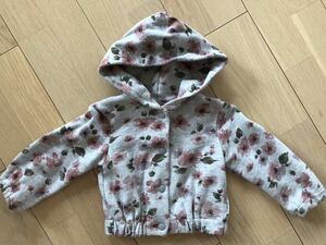 美品 コムサイズム 長袖 フード付き パーカー 80cm キッズ ベビー服 綿100% 女の子 COMME CA ISM