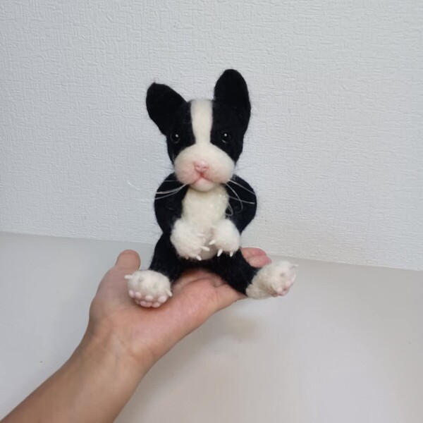 ++nannan++ 羊毛フェルト 犬 フレンチブルドック 手乗りサイズ ハンドメイド
