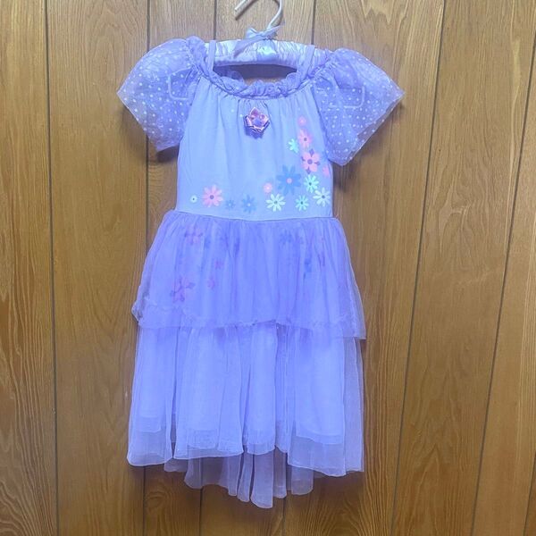 お花柄 ラベンダー色 ディズニー プリンセスドレス 110cm 5-6才 ワンピース
