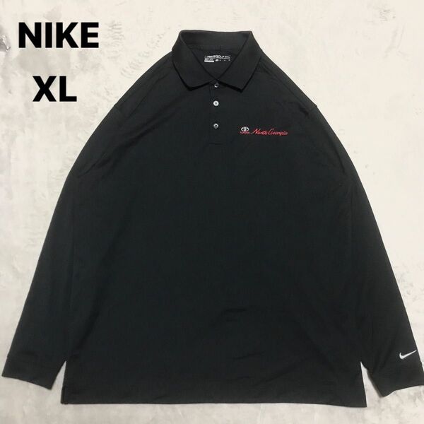 NIKEGOLF ドライフィット 長袖ポロシャツ 企業コラボ 黒 XLサイズ
