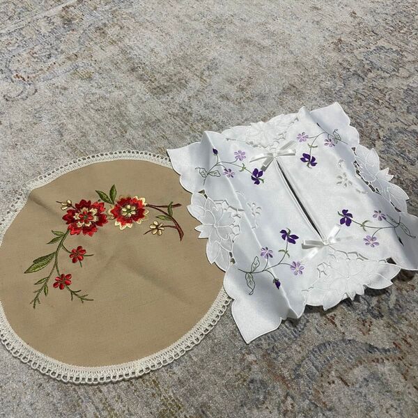 刺繍 ドイリー ティッシュカバー