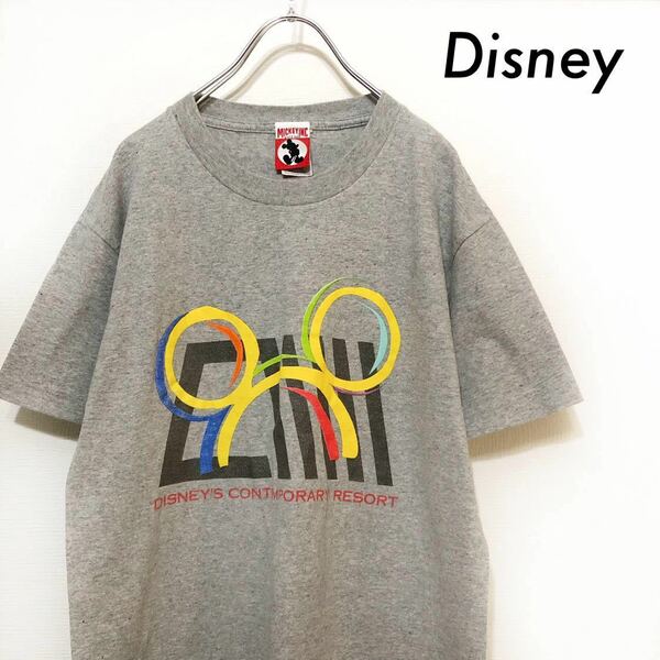 【送料無料】Disney ディズニー★ミッキープリント 半袖Tシャツ USA製 グレー
