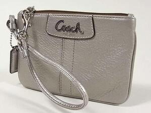 COACHコーチレディース女性用レザーペネロピリストレットポーチ(シルバー)42230