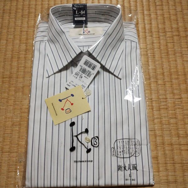 メンズ 長袖ワイシャツ L−84 セミワイド ストライプ